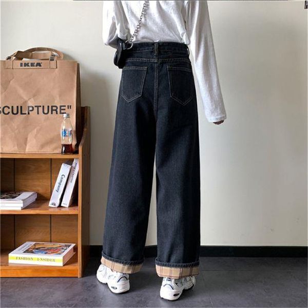 women's jeans large size of vintage plaid, black-legged couture, broad-legged brem pants, korean leg, denim tall-waisted baggy streetwe, Blue
women's jeans large size of vintage plaid, black-legged couture, broad-legged brem pants, korean leg, denim tall-waisted baggy streetwe, Blue