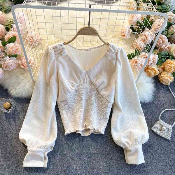 spring fashionable temperament v-neck stretch slim blouse female short puff sleeve blusa all-match pullover shirt c398 210507, White
spring fashionable temperament v-neck stretch slim blouse female short puff sleeve blusa all-match pullover shirt c398 210507, White