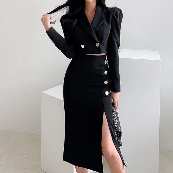 two piece dress 2021 two-piece korean style temperament slim short suit jacket with waist slit and hip skirt, White
two piece dress 2021 two-piece korean style temperament slim short suit jacket with waist slit and hip skirt, White