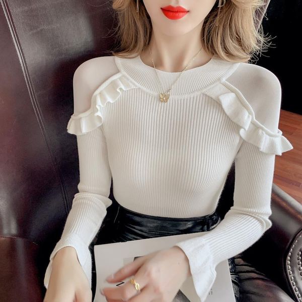 women's sweaters black white falbala hollow out korean style fashion pullovers for ladies autumn winter 2021 clothing sweater blouse, White;black
women's sweaters black white falbala hollow out korean style fashion pullovers for ladies autumn winter 2021 clothing sweater blouse, White;black