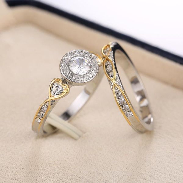 wedding rings fashion retro european and american temperament zircon two-color ring set for lovers exquisite accessories, Slivery;golden
wedding rings fashion retro european and american temperament zircon two-color ring set for lovers exquisite accessories, Slivery;golden