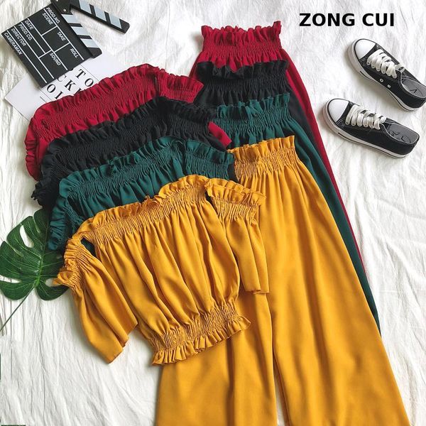 beach two piece sets clothes women slash neck crop wiht loose pants suits summer woman 2 pcs set feminino women's tracksuits, Gray
beach two piece sets clothes women slash neck crop wiht loose pants suits summer woman 2 pcs set feminino women's tracksuits, Gray
