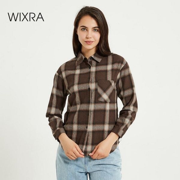 wixra women blouse turn-down collar loose long sleeve plaid casual shirts lady casual style clothes blusas, White
wixra women blouse turn-down collar loose long sleeve plaid casual shirts lady casual style clothes blusas, White