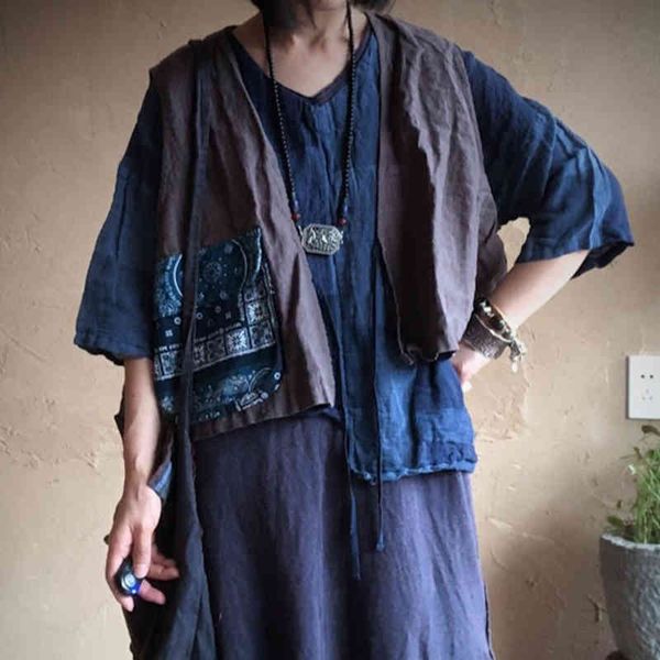 johnature vintage patchwork vests autumn women linen thin breathable soft solid v-neck belt print pockets gray vests 210521, White
johnature vintage patchwork vests autumn women linen thin breathable soft solid v-neck belt print pockets gray vests 210521, White