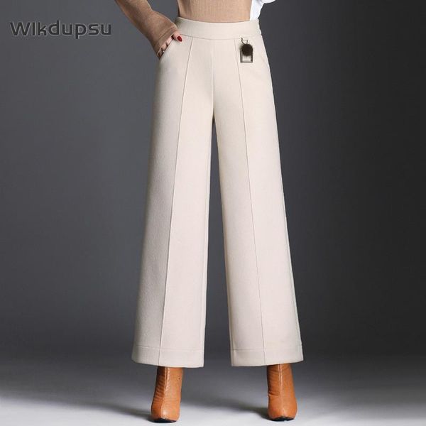 women's pants & capris high waist wool wide leg women 2021 autumn winter thick warm woolen office lady luxury straight trousers female, Black;white
women's pants & capris high waist wool wide leg women 2021 autumn winter thick warm woolen office lady luxury straight trousers female, Black;white