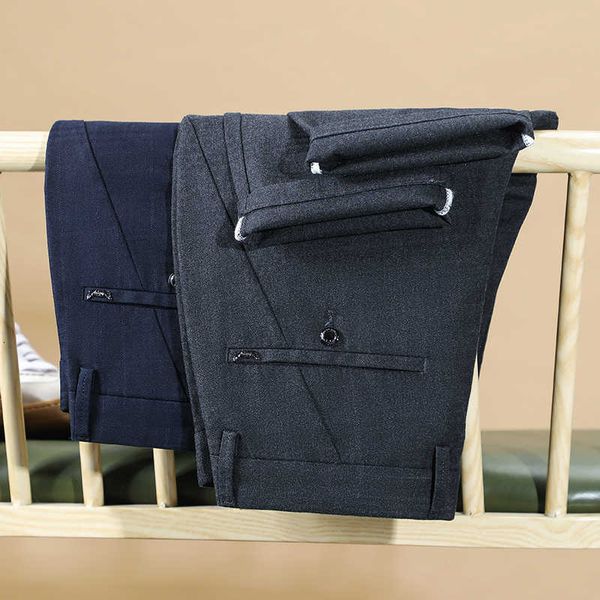 men's pants autumn dark grid brushed stretch casual business fashion straight office trousers male brand 685i, Black 
men's pants autumn dark grid brushed stretch casual business fashion straight office trousers male brand 685i, Black