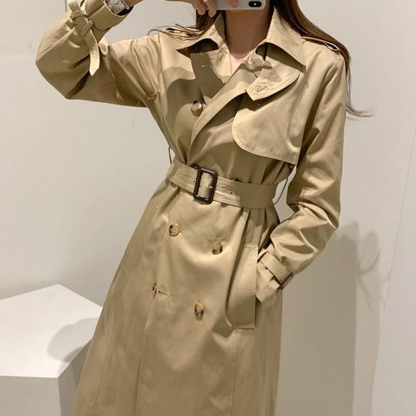 women's trench coats 2021 autumn winter windbreaker double breasted buttons vintage sashes office lady long, Tan;black
women's trench coats 2021 autumn winter windbreaker double breasted buttons vintage sashes office lady long, Tan;black