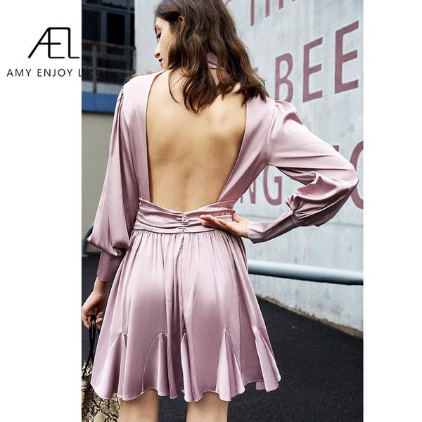 turtleneck violet dress women satin vestidos 2021 fashion puff sleeve backless vintage style party club casual dresses, Black;gray
turtleneck violet dress women satin vestidos 2021 fashion puff sleeve backless vintage style party club casual dresses, Black;gray