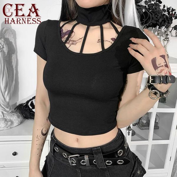 women's t-shirt cea women gothic black solid goth turtleneck hollow t-shirts high punk grunge summer female casual, White
women's t-shirt cea women gothic black solid goth turtleneck hollow t-shirts high punk grunge summer female casual, White