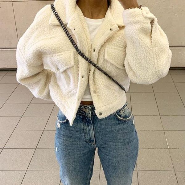 women's fur & faux 2021 winter warm coat women white female outerwear teddy autumn pocket casual short fleece thick jacket blue, Black
women's fur & faux 2021 winter warm coat women white female outerwear teddy autumn pocket casual short fleece thick jacket blue, Black