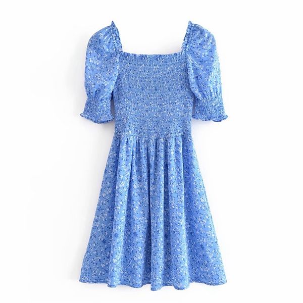 blue floral print chiffon dress women square neck puff sleeve sweet ladies femme holiday summer short robe 210514, Black;gray
blue floral print chiffon dress women square neck puff sleeve sweet ladies femme holiday summer short robe 210514, Black;gray