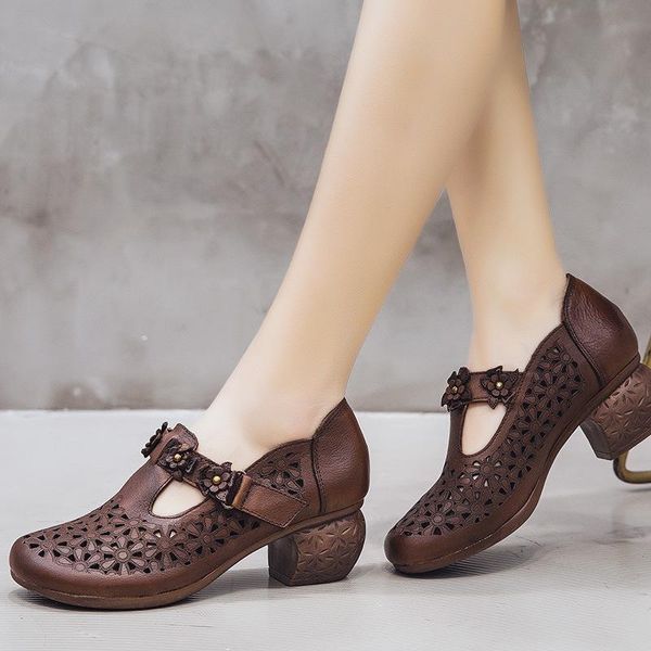 summer genuine leather handmade sandals women thick heels hollow retro closed toe ladies women's shoes, Black
summer genuine leather handmade sandals women thick heels hollow retro closed toe ladies women's shoes, Black