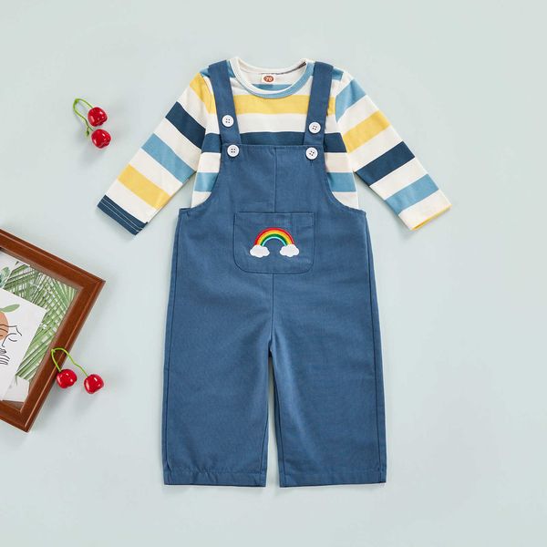 baby boys two-piece clothes sets stripe print pullover and rainbow embroidery pattern suspender trousers g1023, White
baby boys two-piece clothes sets stripe print pullover and rainbow embroidery pattern suspender trousers g1023, White