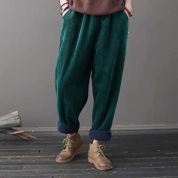 women's pants & capris nini wonderland 2021 winter plus velvet thicken corduroy harem women elastic waist warm radish lady casual trous, Black;white
women's pants & capris nini wonderland 2021 winter plus velvet thicken corduroy harem women elastic waist warm radish lady casual trous, Black;white