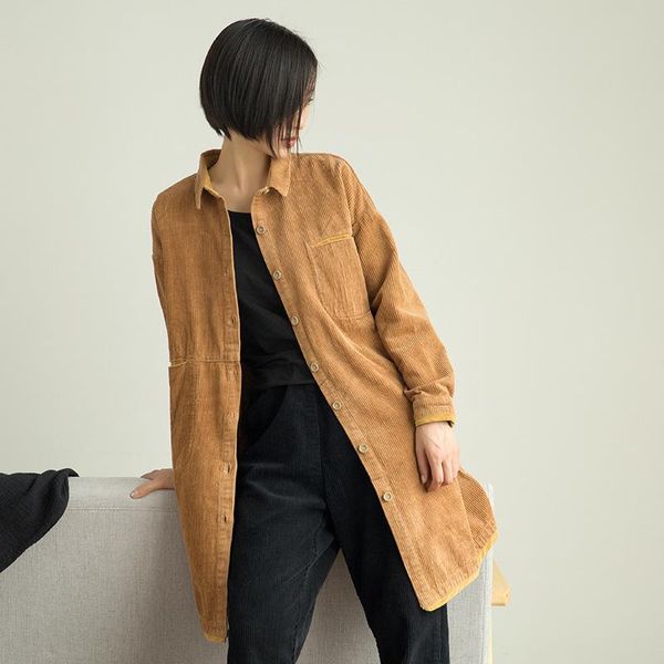 women's trench coats johnature vintage turn-down collar full sleeve corduroy women clothes 2021 autumn casual wide-waisted long coat, Tan;black
women's trench coats johnature vintage turn-down collar full sleeve corduroy women clothes 2021 autumn casual wide-waisted long coat, Tan;black