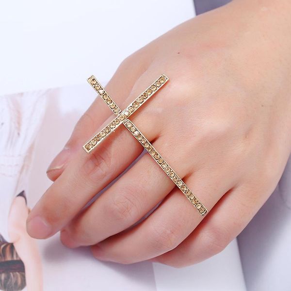 cluster rings punk crystal cross two finger for women rhinestone gold color alloy knuckle weeding jewelry party gifts, Golden;silver
cluster rings punk crystal cross two finger for women rhinestone gold color alloy knuckle weeding jewelry party gifts, Golden;silver