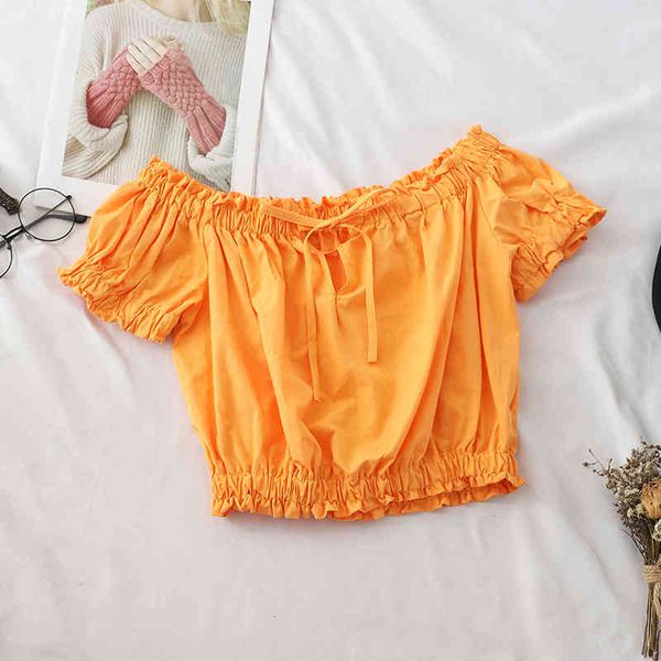 blouse slash neck drawstring short sleeve puff cuff cute tees students summer womens shirt and blouses 210518, White
blouse slash neck drawstring short sleeve puff cuff cute tees students summer womens shirt and blouses 210518, White