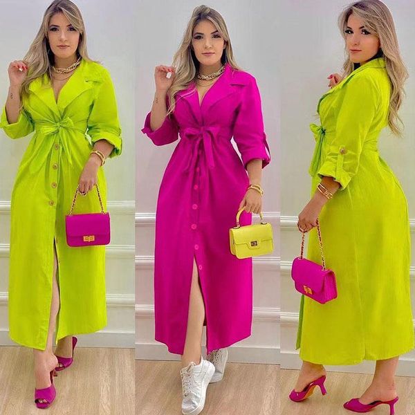 casual dresses spring autumn shirt dress women turn-down collar button up long sleeve maxi elegant a-line with belt, Black;gray
casual dresses spring autumn shirt dress women turn-down collar button up long sleeve maxi elegant a-line with belt, Black;gray