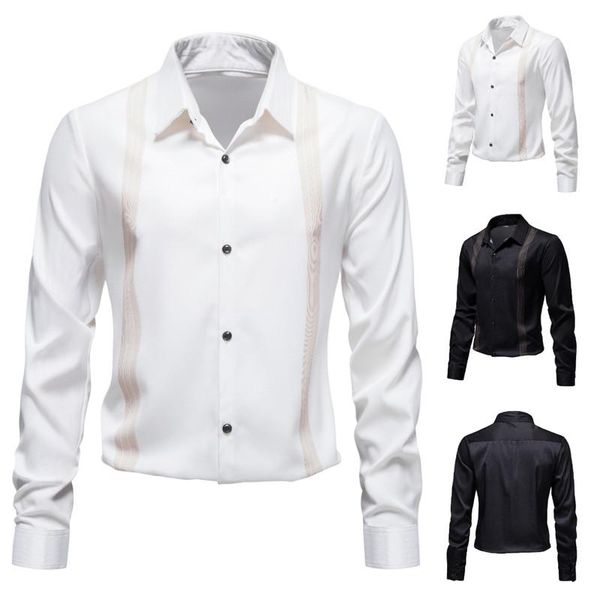men's casual shirts fashion trend long-sleeved shirt business office dress party plus size, White;black
men's casual shirts fashion trend long-sleeved shirt business office dress party plus size, White;black