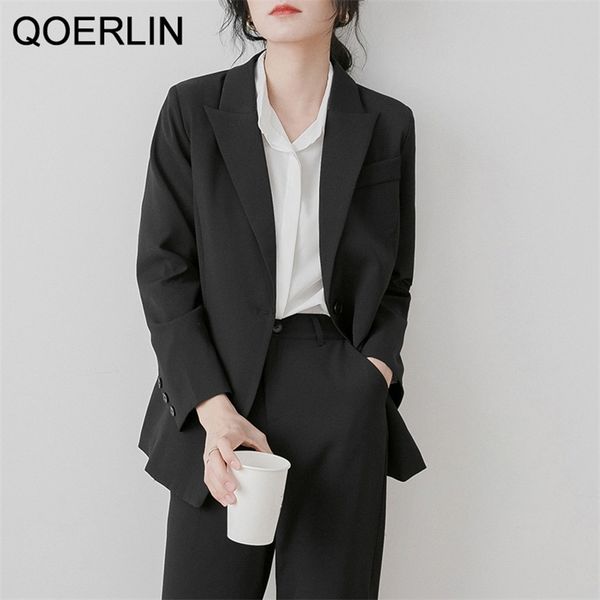 one button blazer women spring autumn casual suit jacket female korean style loose formal professional black plus size 210601, White;black
one button blazer women spring autumn casual suit jacket female korean style loose formal professional black plus size 210601, White;black