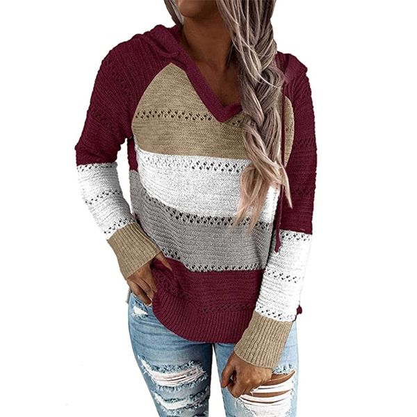 ladies knitted hooded color-blocking hollow out sweater female long sleeve loose stripe drawstring sueter mujer 210604, White;black
ladies knitted hooded color-blocking hollow out sweater female long sleeve loose stripe drawstring sueter mujer 210604, White;black