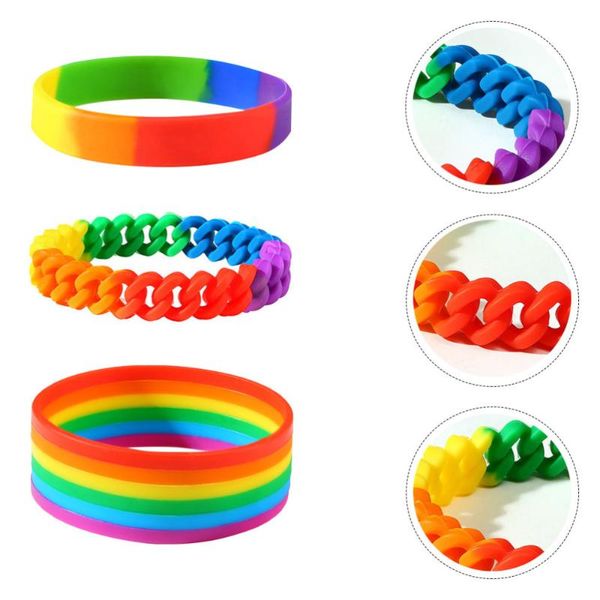 3pcs stylish sport bracelet homosexual silicone rainbow wristband assorted color charm bracelets, Golden;silver
3pcs stylish sport bracelet homosexual silicone rainbow wristband assorted color charm bracelets, Golden;silver