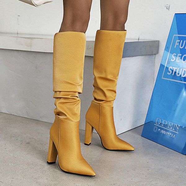 boots 2021 autumn winter women fashion pleated sqaure high heel knee ladies pointed toe long black yellow
boots 2021 autumn winter women fashion pleated sqaure high heel knee ladies pointed toe long black yellow