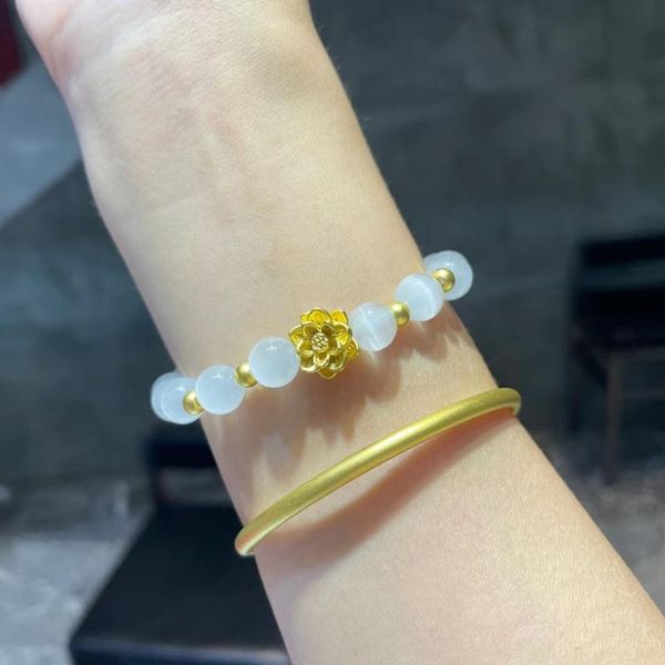 link, chain natural chalcedony lotus bracelet gold plated transfer bead valentine's day confession jewelry gift for women girls, Black
link, chain natural chalcedony lotus bracelet gold plated transfer bead valentine's day confession jewelry gift for women girls, Black