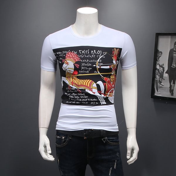summer short-sleeved personalized men's t-shirts character printing fashion youth handsome korean version trendy bottoming shirts, White;black
summer short-sleeved personalized men's t-shirts character printing fashion youth handsome korean version trendy bottoming shirts, White;black