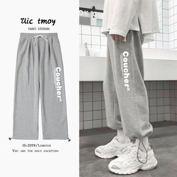 men's pants 2021 summer waistband casual men women letter print korean preppy trend all-match straight ankle-length sports trousers, Black
men's pants 2021 summer waistband casual men women letter print korean preppy trend all-match straight ankle-length sports trousers, Black
