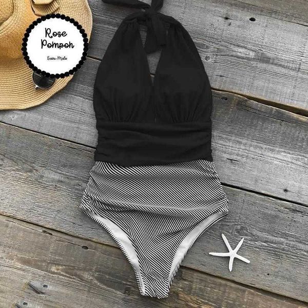 2021 new open back one-piece swimsuit printed high waist large bikini deep v cover belly, White;black
2021 new open back one-piece swimsuit printed high waist large bikini deep v cover belly, White;black