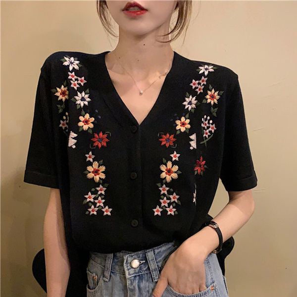 lucyever flowers button up knitted cardigan women fashion v-neck slim fit t shirt woman thin slim fit short sleeves 210521, White
lucyever flowers button up knitted cardigan women fashion v-neck slim fit t shirt woman thin slim fit short sleeves 210521, White
