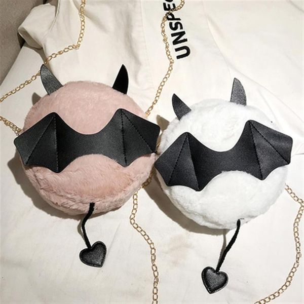 cute demon bat children small round shoulder bags plush chain crossbody for girls casual kids coin purse wallet handbags, White
cute demon bat children small round shoulder bags plush chain crossbody for girls casual kids coin purse wallet handbags, White
