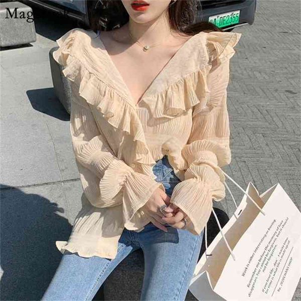 v neck loose shirt women pleated sweet retro blouse puff sleeve fall ruffles chiffon blouses blusas 10572 210512, White
v neck loose shirt women pleated sweet retro blouse puff sleeve fall ruffles chiffon blouses blusas 10572 210512, White