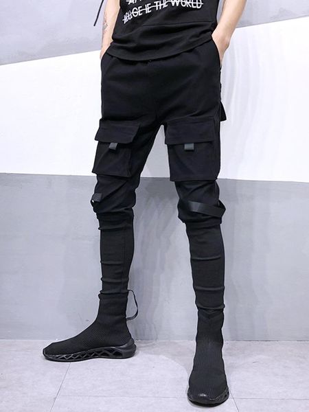 men's pants 2021 black trend hip-hop style multi-pocket stitching two-section slim feet harem men male
men's pants 2021 black trend hip-hop style multi-pocket stitching two-section slim feet harem men male
