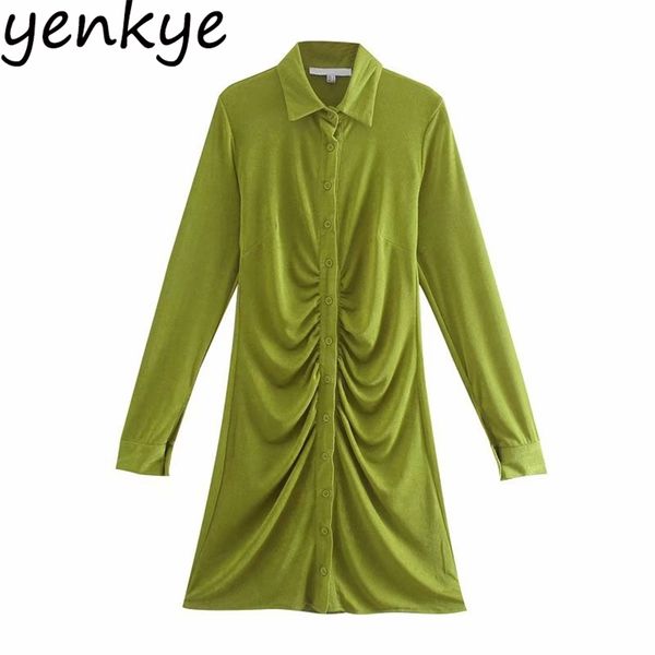 fashion women vintage solid color long sleeve dress lapel collar front draped spring autumn casual robe femme 210514, Black;gray
fashion women vintage solid color long sleeve dress lapel collar front draped spring autumn casual robe femme 210514, Black;gray