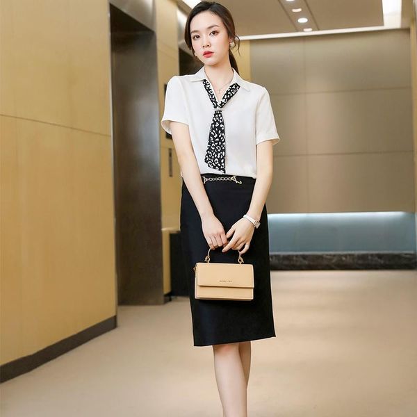 women's blouses & shirts summer women with tie white short sleeve ladies 2 piece skirt and sets office work wear
women's blouses & shirts summer women with tie white short sleeve ladies 2 piece skirt and sets office work wear