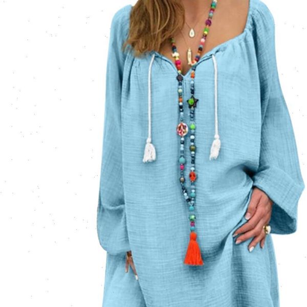 casual solid color linen women dress drawstring v neck long sleeve loose midi apparel summer, Black;gray
casual solid color linen women dress drawstring v neck long sleeve loose midi apparel summer, Black;gray