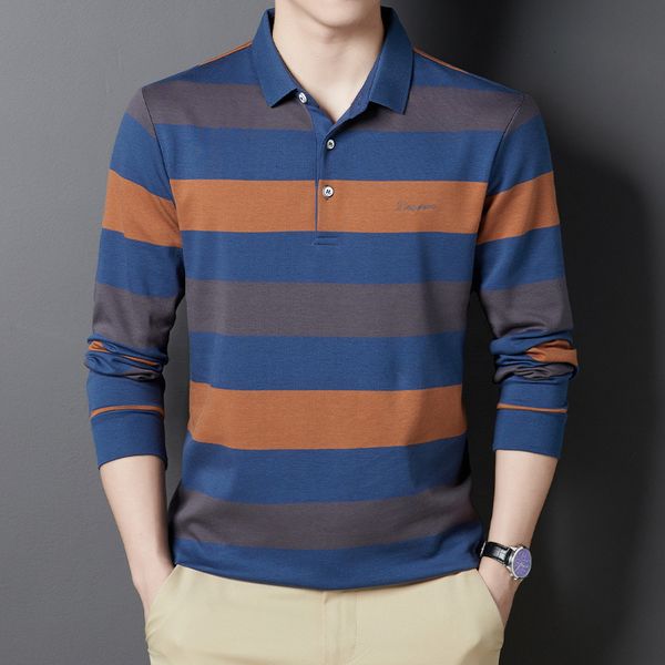 men's lapel long sleeve t-shirt men's 2021 spring and autumn casual stripe polo shirt t-shirt upper cloth, Black
men's lapel long sleeve t-shirt men's 2021 spring and autumn casual stripe polo shirt t-shirt upper cloth, Black