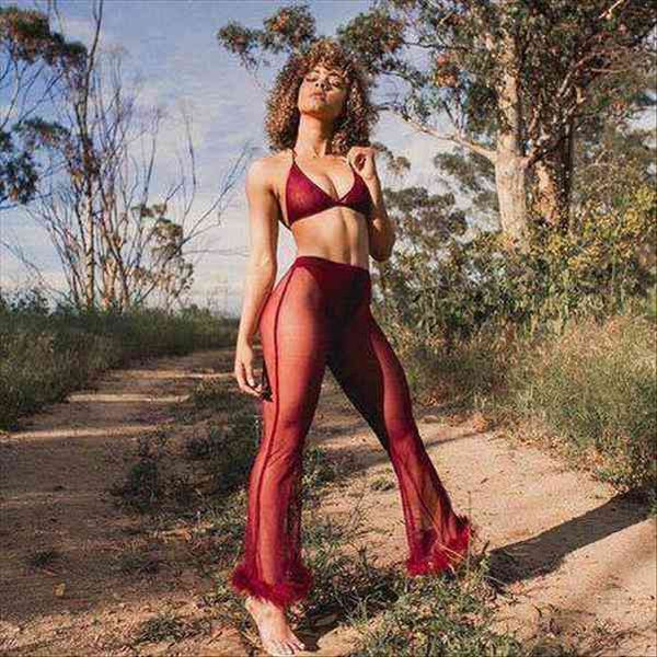 women sheer mesh wide leg pants see through transparent faux fur trim pants high waist full night club wear, Black;white
women sheer mesh wide leg pants see through transparent faux fur trim pants high waist full night club wear, Black;white