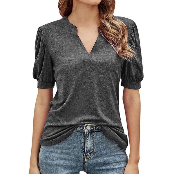 women's t-shirt 2021 summer v-neck solid color loose short-sleeved women womens casual t shirts with buttons, White
women's t-shirt 2021 summer v-neck solid color loose short-sleeved women womens casual t shirts with buttons, White