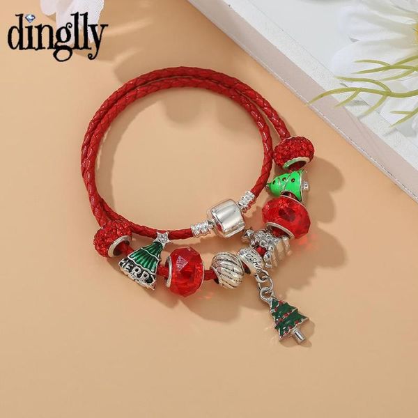 charm bracelets dinglly green christmas tree red leather chain for women original crystal beads double circle bracelet gift, Golden;silver
charm bracelets dinglly green christmas tree red leather chain for women original crystal beads double circle bracelet gift, Golden;silver
