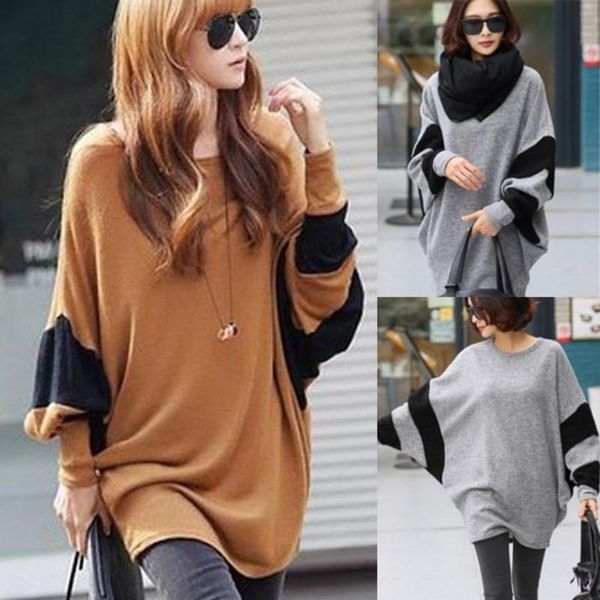 women's t-shirt women plus size batwing sleeve t shirt long o-neck patchwork for spring autumn fashion casual gray tshirts, White
women's t-shirt women plus size batwing sleeve t shirt long o-neck patchwork for spring autumn fashion casual gray tshirts, White