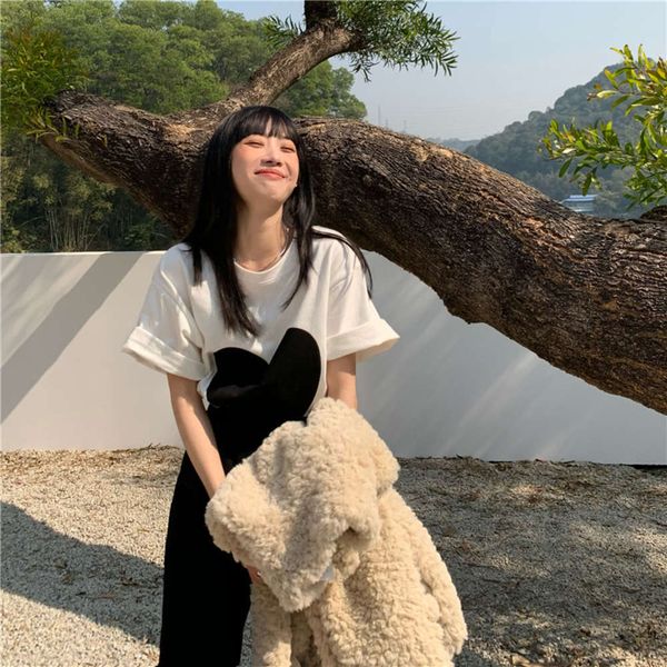 party dresses white t-shirt women's spring 2021 love printing round neck loose and thin short sleeve base coat fashion fobg, White;black
party dresses white t-shirt women's spring 2021 love printing round neck loose and thin short sleeve base coat fashion fobg, White;black