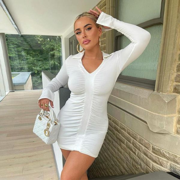casual dresses solid deep v-neck ruched mini dress women autumn stretch skinny flare long sleeve elegant, Black;gray
casual dresses solid deep v-neck ruched mini dress women autumn stretch skinny flare long sleeve elegant, Black;gray