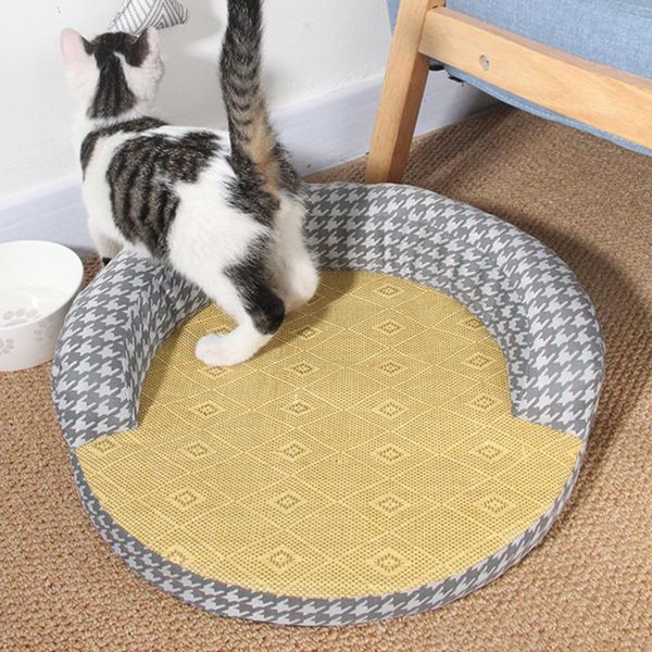 kennels & pens summer cat bed house rattan mat dog kennel sofa cushion pet rug cama para gato teepee