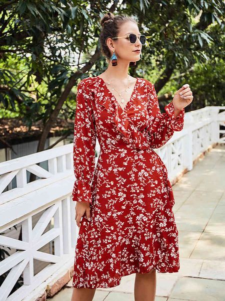 casual dresses designer womens ruffled long sleeve for summer spring red flowers pattern print chiffon slim pleat waist xnon, Black;gray
casual dresses designer womens ruffled long sleeve for summer spring red flowers pattern print chiffon slim pleat waist xnon, Black;gray