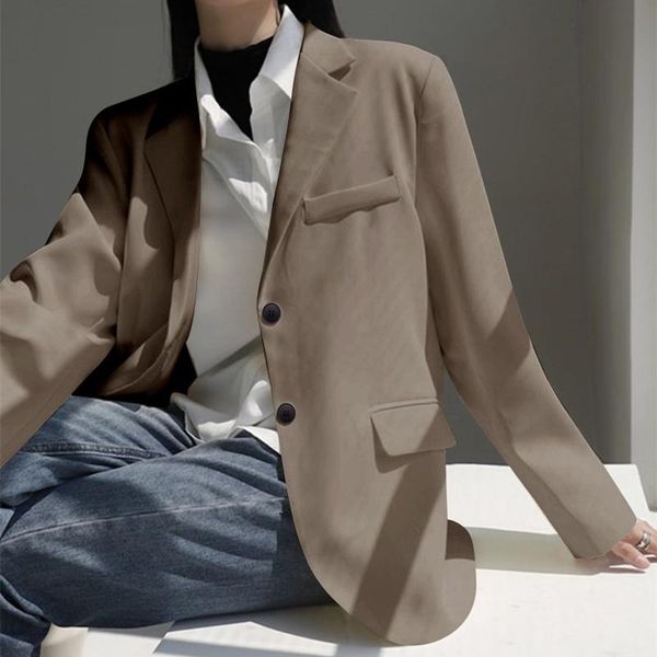 women's suits & blazers 2021 spring autumn fashionable chic blazer vintage loose women single-breasted temperament jacket for ladies, White;black
women's suits & blazers 2021 spring autumn fashionable chic blazer vintage loose women single-breasted temperament jacket for ladies, White;black