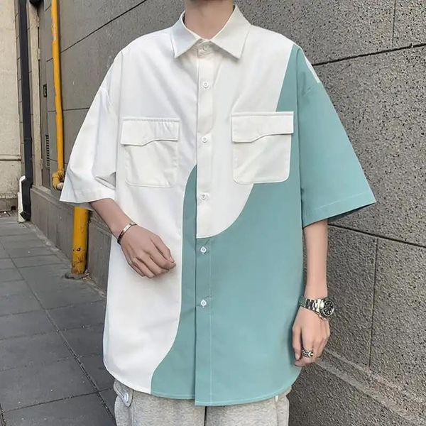 men's casual shirts hip hop patchwork oversize high street japanese men funny short sleeve shirt summer loose punk blouse, White;black
men's casual shirts hip hop patchwork oversize high street japanese men funny short sleeve shirt summer loose punk blouse, White;black
