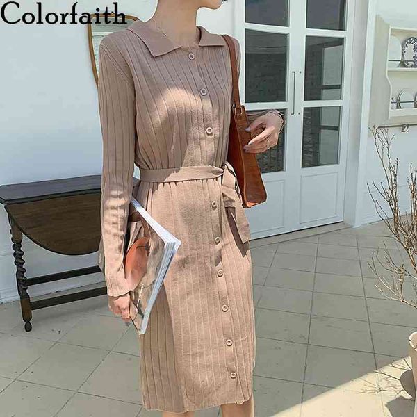 colorfaith new autumn winter women dresses turn-down collar lace up buttons solid knitting elegant lady long dresses dr6025 210413, Black;gray
colorfaith new autumn winter women dresses turn-down collar lace up buttons solid knitting elegant lady long dresses dr6025 210413, Black;gray